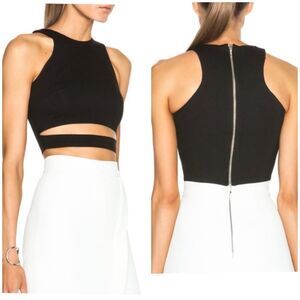 NICHOLAS black textured sleeveless cut out crop top size US 6